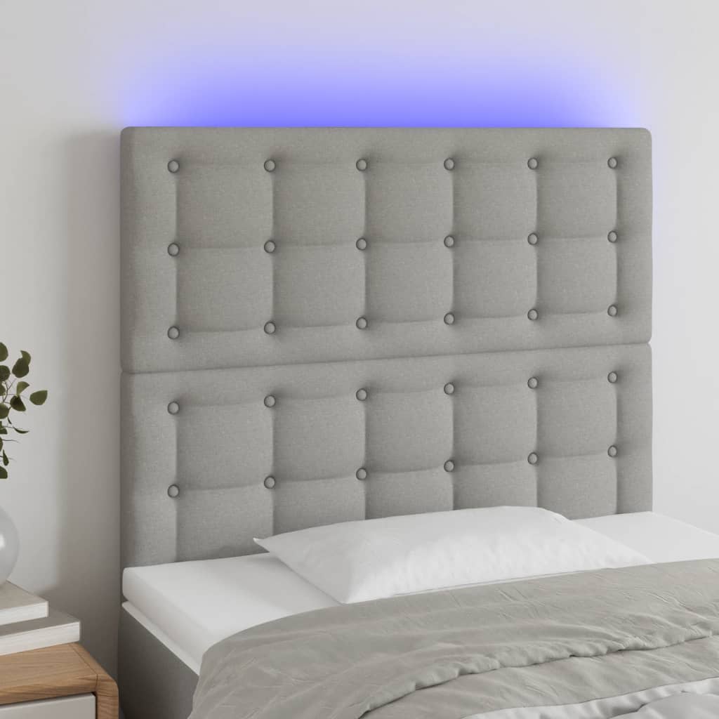 vidaXL Tête de lit à LED Gris clair 80x5x118/128 cm Tissu