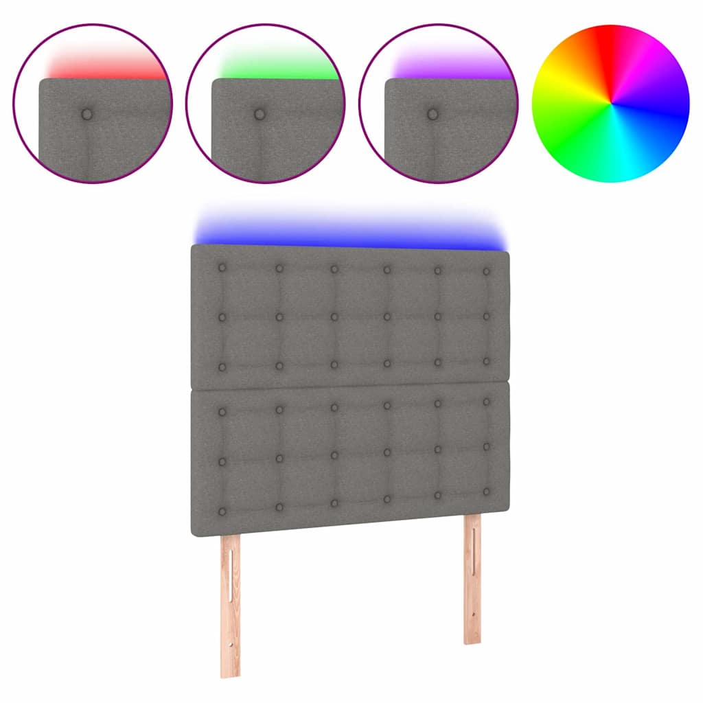 vidaXL Hoofdbord LED 80x5x118/128 cm stof donkergrijs grijs, foto 3
