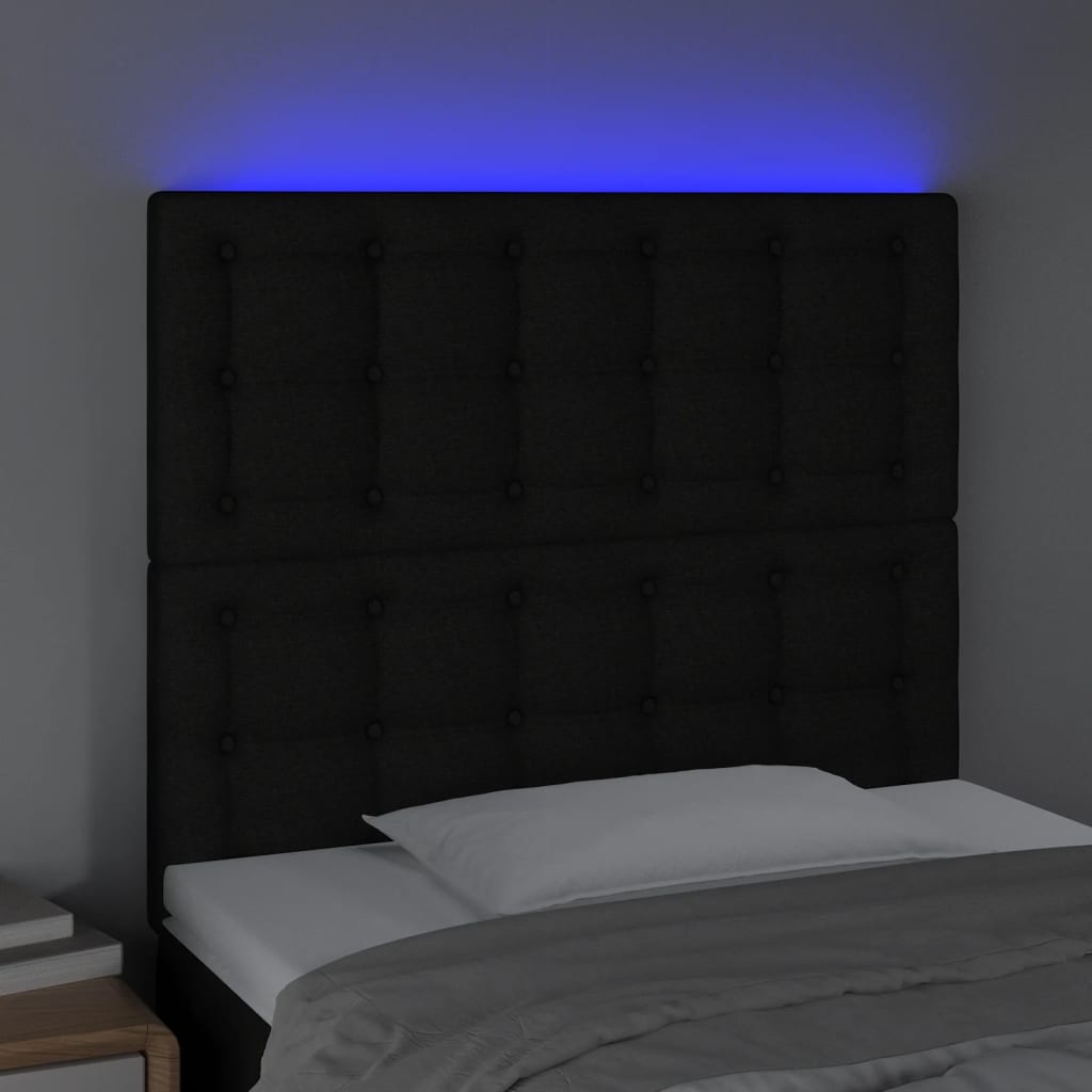 Thumbnail - vidaXL LED Kopfteil Schwarz 80x5x118/128 cm Stoff