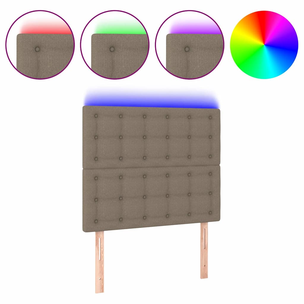 vidaXL Hoofdbord LED 80x5x118/128 cm stof taupe, foto 3