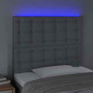 Čelo postele s LED světle šedé 90x5x118/128 cm textil - obrázek 3