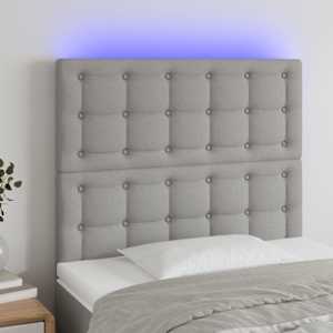 Čelo postele s LED světle šedé 90x5x118/128 cm textil - obrázek 1