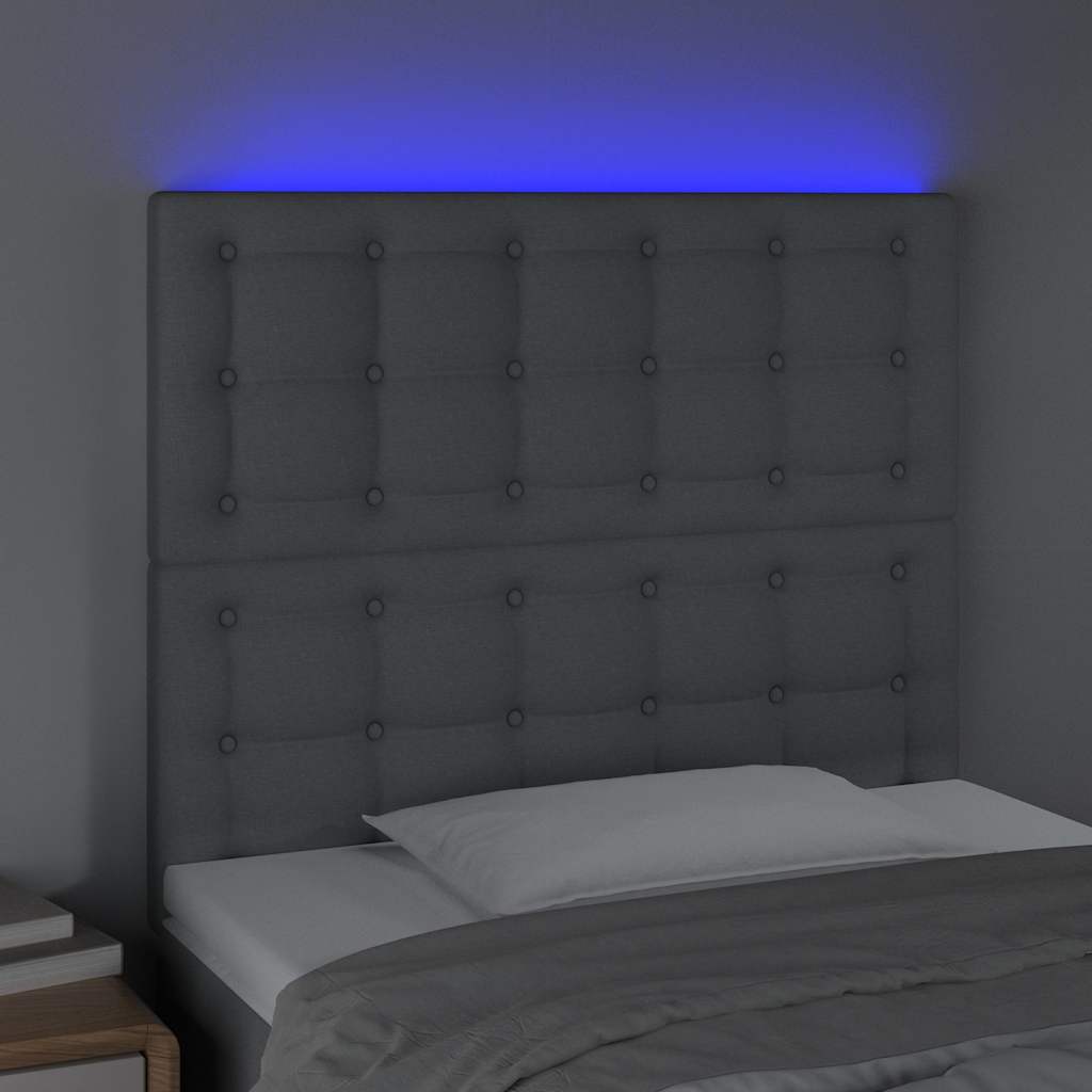 vidaXL Hoofdbord LED 100x5x118/128 cm stof lichtgrijs grijs, foto 2