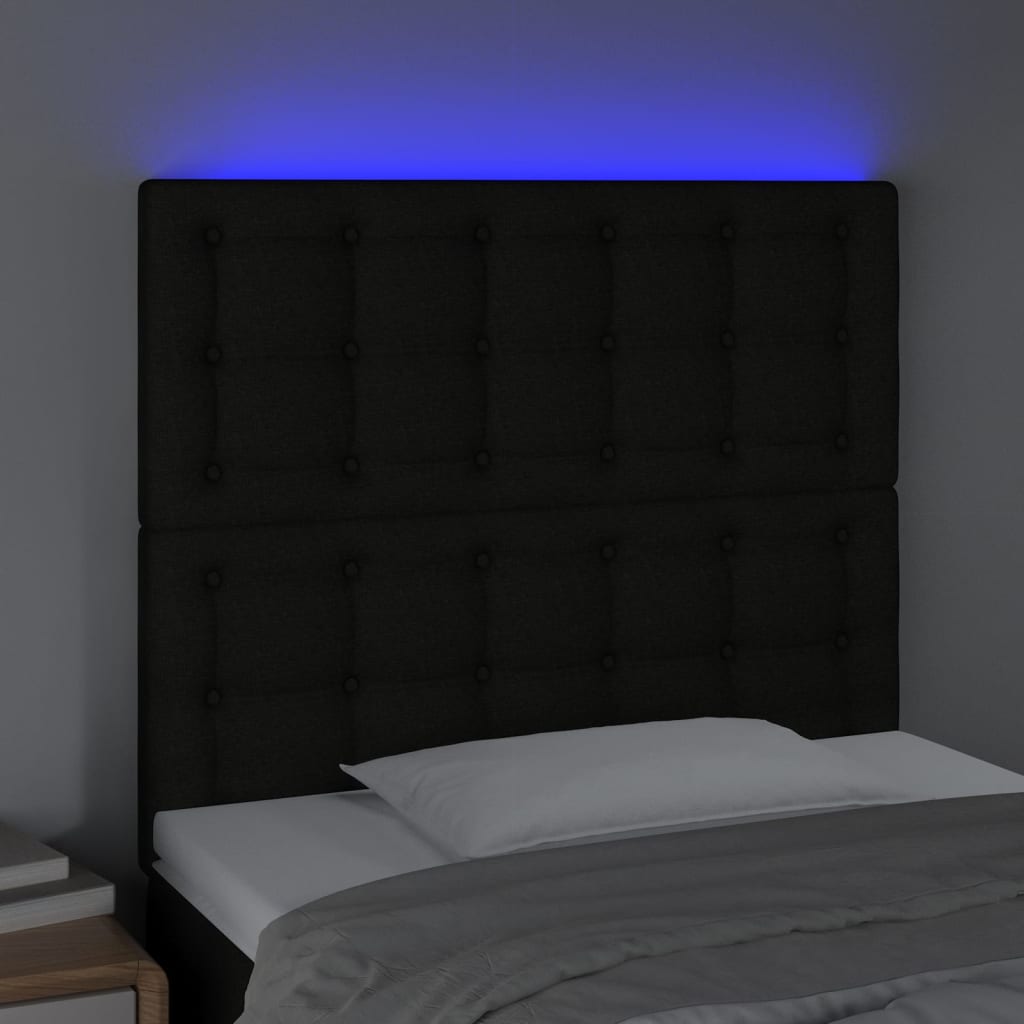Thumbnail - vidaXL LED Kopfteil Schwarz 100x5x118/128 cm Stoff
