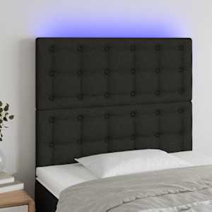 Čelo postele s LED černé 100x5x118/128 cm textil - obrázek 1