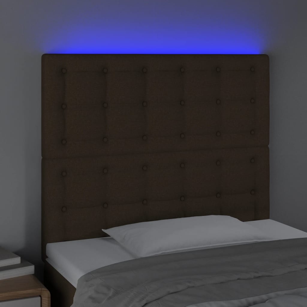vidaXL Hoofdbord LED 100x5x118/128 cm stof donkerbruin afbeelding