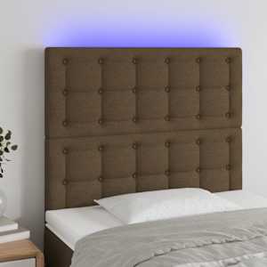 Čelo postele s LED tmavě hnědé 100x5x118/128 cm textil - obrázek 1