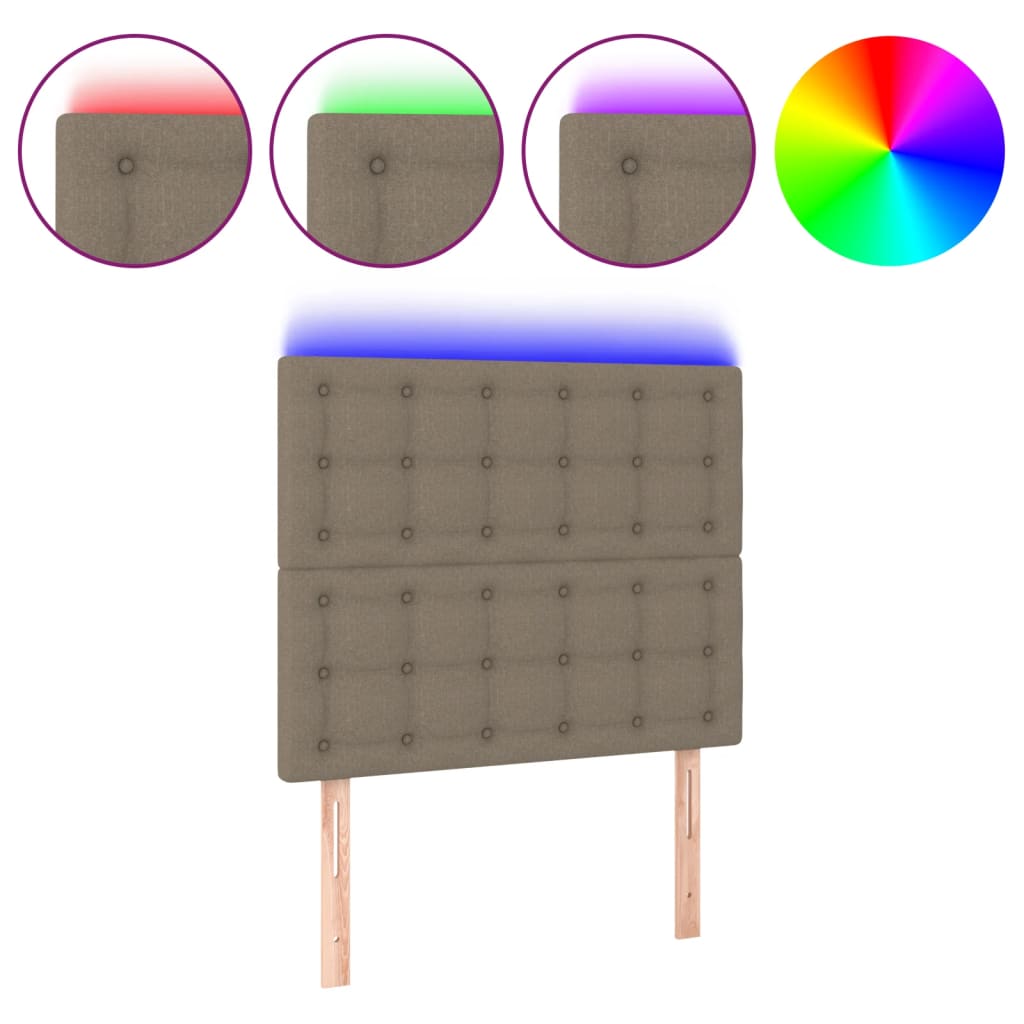 vidaXL Čelo postele s LED taupe 100x5x118/128 cm textil
