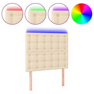 Čelo postele s LED krémové 100x5x118/128 cm textil - obrázek 2