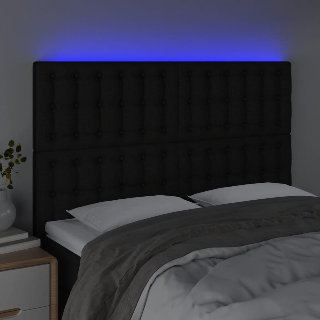 Thumbnail - vidaXL LED Kopfteil Schwarz 144x5x118/128 cm Stoff