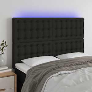 Čelo postele s LED černé 144x5x118/128 cm textil - obrázek 1
