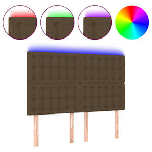 vidaXL LED-voodipeats, tumepruun, 144x5x118/128 cm, kangas