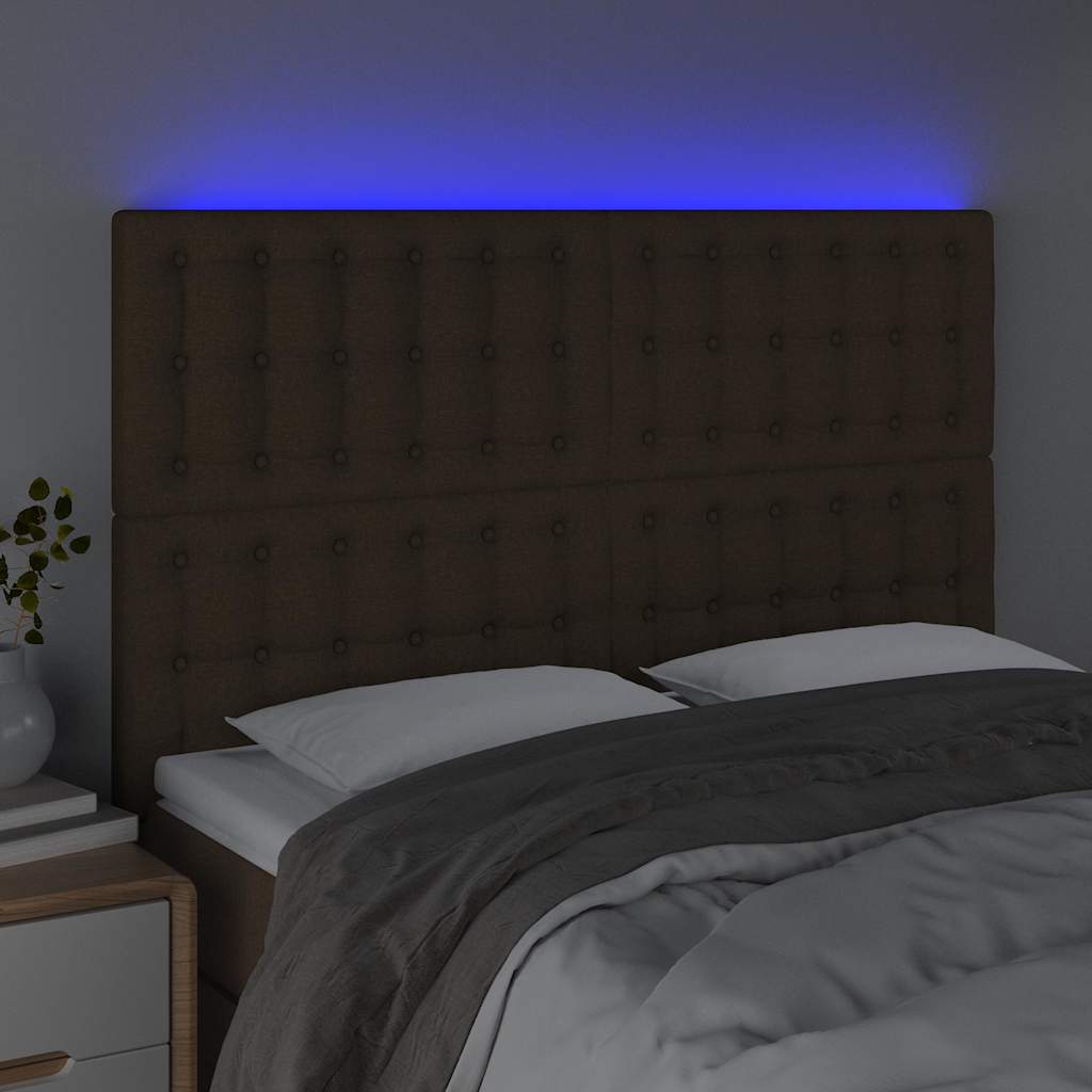 vidaXL Hoofdbord LED 144x5x118/128 cm stof donkerbruin bruin, foto 2
