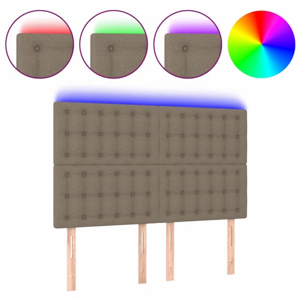 vidaXL LED-voodipeats, pruunikashall, 144x5x118/128 cm, kangas