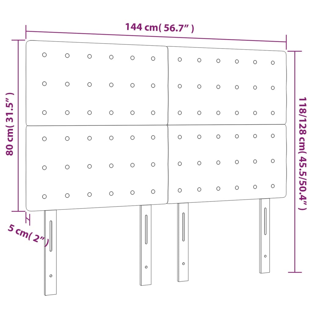 LED posteljno vzglavje taupe 144x5x118/128 cm blago