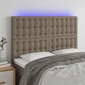 Čelo postele s LED taupe 144x5x118/128 cm textil - obrázek 1