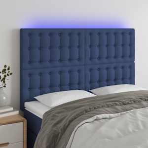 Čelo postele s LED modré 144x5x118/128 cm textil - obrázek 1