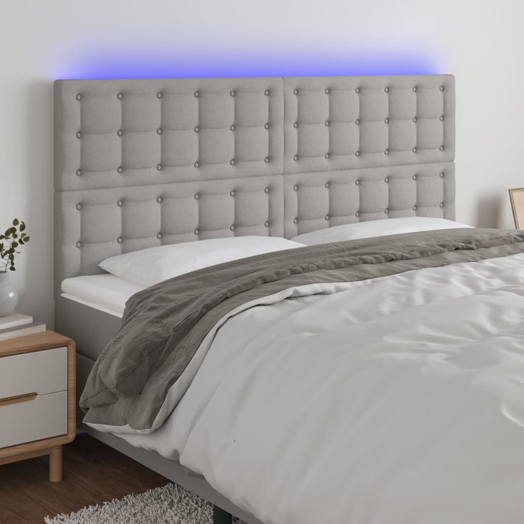 vidaXL TÄƒblie de pat cu LED, gri deschis, 160x5x118/128 cm, textil