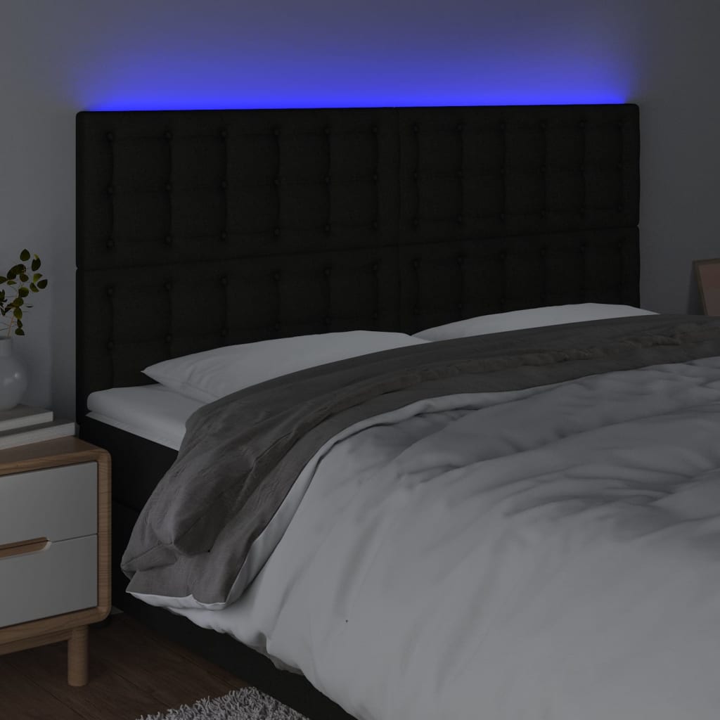 Thumbnail - vidaXL LED Kopfteil Schwarz 160x5x118/128 cm Stoff