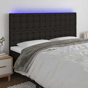 LED posteljno vzglavje črno 160x5x118/128 cm blago