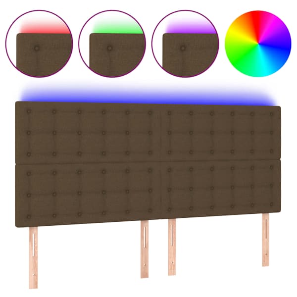 vidaXL LED-voodipeats, tumepruun, 160x5x118/128 cm, kangas