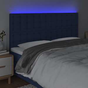 Čelo postele s LED modré 160x5x118/128 cm textil - obrázek 3