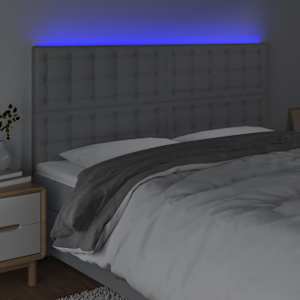 Čelo postele s LED světle šedé 180x5x118/128 cm textil - obrázek 3