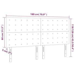 Čelo postele s LED světle šedé 180x5x118/128 cm textil - obrázek 6