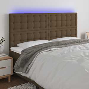 Čelo postele s LED tmavě hnědé 180x5x118/128 cm textil - obrázek 1