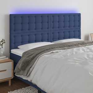 Čelo postele s LED modré 180x5x118/128 cm textil - obrázek 1