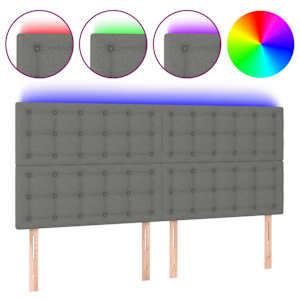 vidaXL LED-voodipeats, tumehall, 200x5x118/128 cm, kangas