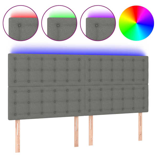 vidaXL LED-voodipeats, tumehall, 200x5x118/128 cm, kangas