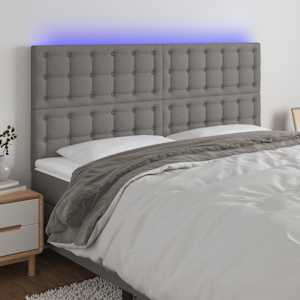 Čelo postele s LED tmavě šedé 200x5x118/128 cm textil - obrázek 1