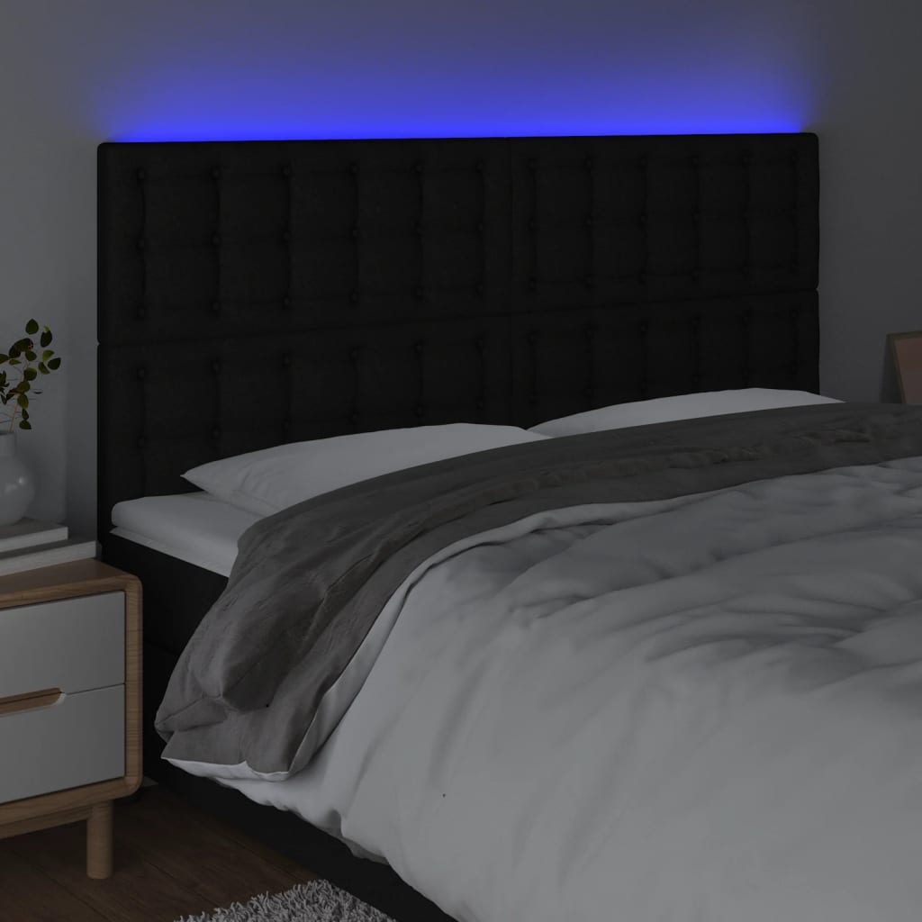 vidaXL Čelo postele s LED čierne 200x5x118/128 cm látka