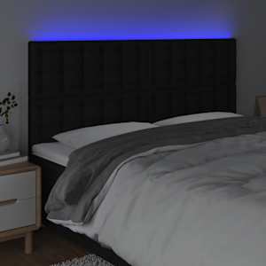 Čelo postele s LED černé 200x5x118/128 cm textil - obrázek 3