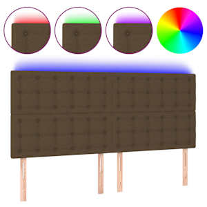 vidaXL LED-voodipeats, tumepruun, 200x5x118/128 cm, kangas