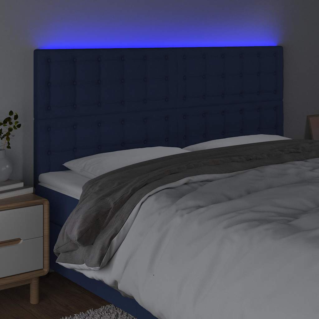 vidaXL Hoofdbord LED 200x5x118/128 cm stof blauw, foto 2