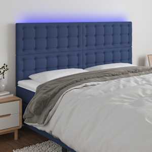Čelo postele s LED modrá 200x5x118/128 cm textil - obrázek 1