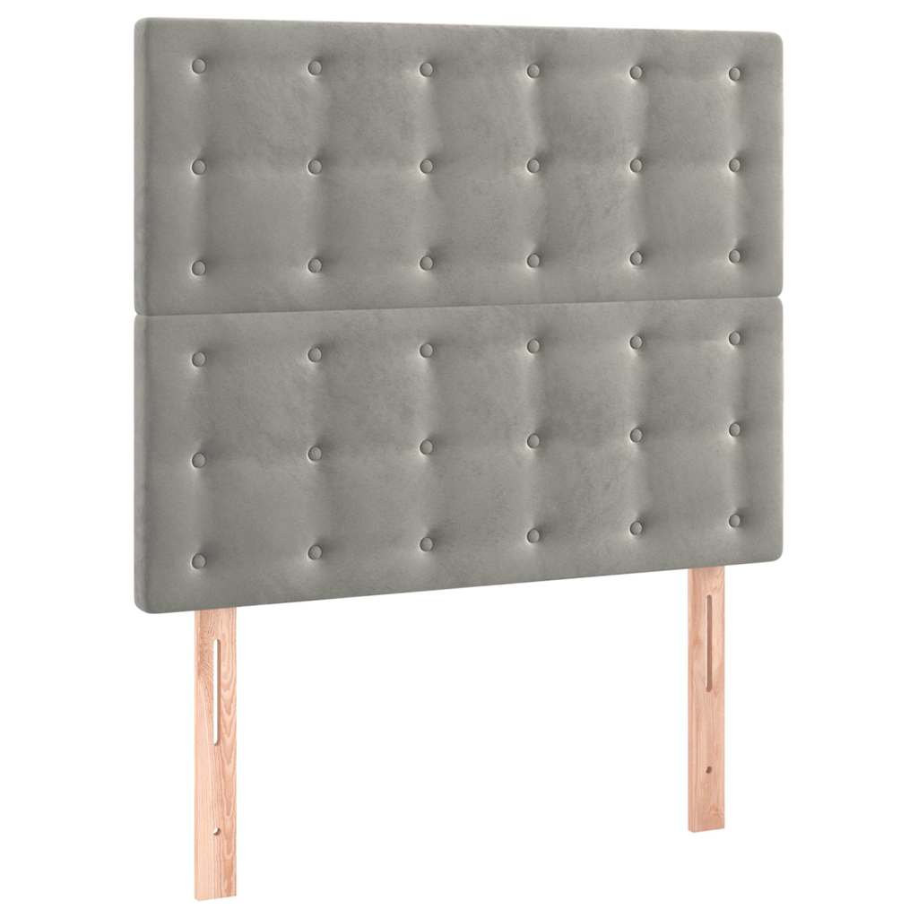vidaXL Hoofdbord LED 80x5x118/128 cm fluweel lichtgrijs grijs, foto 4