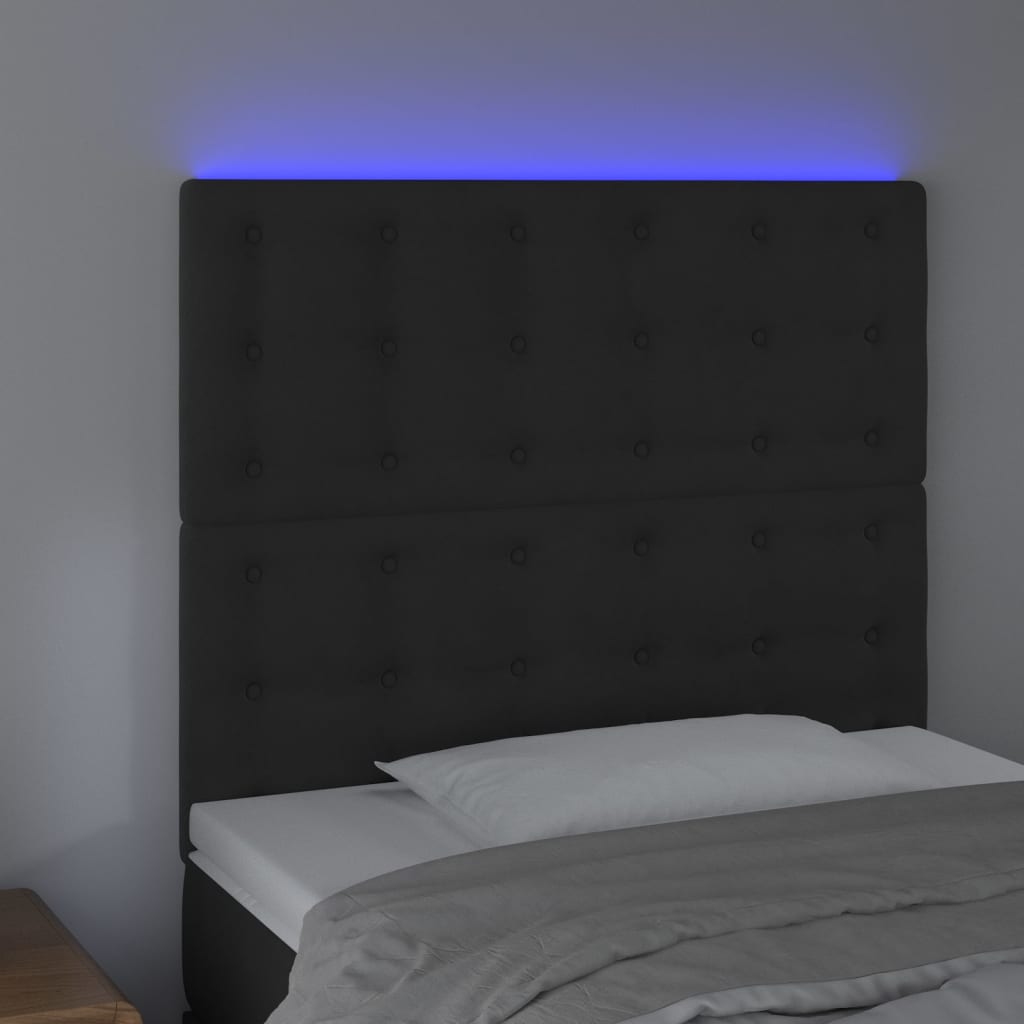 Thumbnail - vidaXL LED Kopfteil Schwarz 80x5x118/128 cm Samt