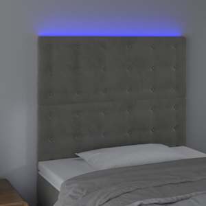Čelo postele s LED světle šedé 90x5x118/128 cm samet - obrázek 3