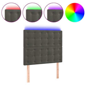 vidaXL LED-voodipeats, tumehall, 90x5x118/128 cm, samet
