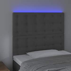 Čelo postele s LED tmavě šedé 90x5x118/128 cm samet - obrázek 3
