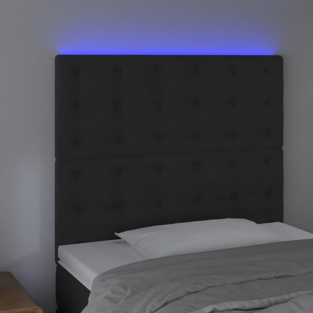 vidaXL Hoofdbord LED 90x5x118/128 cm fluweel zwart afbeelding