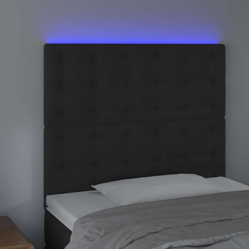 vidaXL Hoofdbord LED 90x5x118/128 cm fluweel zwart, foto 2