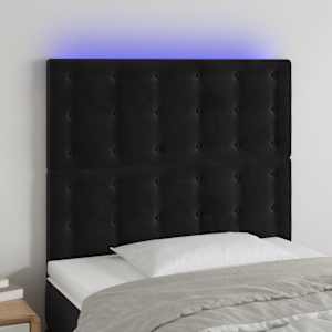 LED posteljno vzglavje črno 90x5x118/128 cm žamet