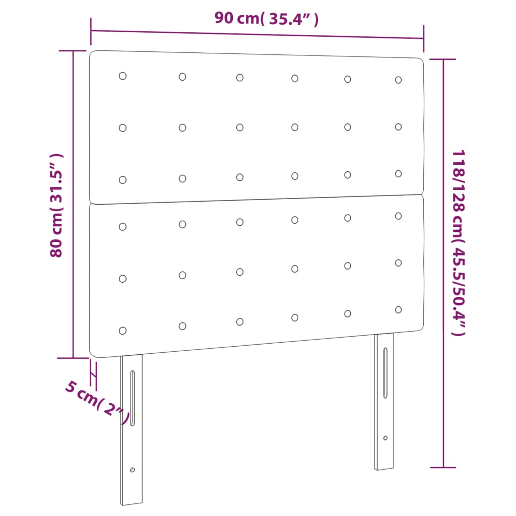 sötétkék bársony LED-es fejtámla 90x5x118/128 cm