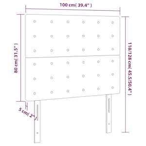 Čelo postele s LED tmavě šedé 100x5x118/128 cm samet - obrázek 6