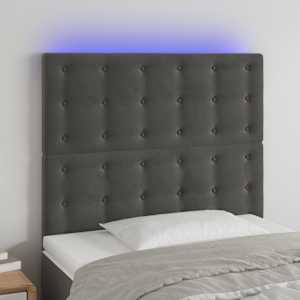 Čelo postele s LED tmavě šedé 100x5x118/128 cm samet - obrázek 1
