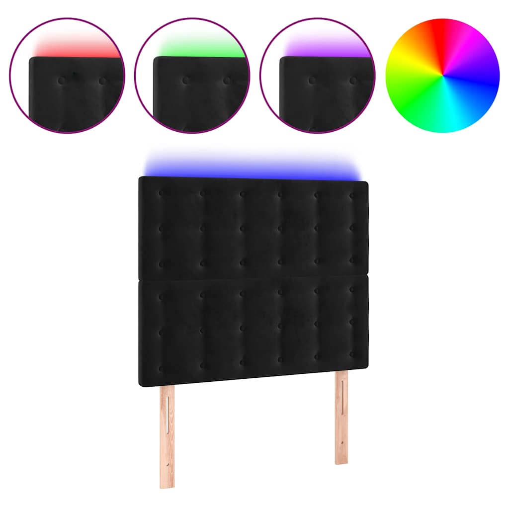 vidaXL Hoofdbord LED 100x5x118/128 cm fluweel zwart, foto 3
